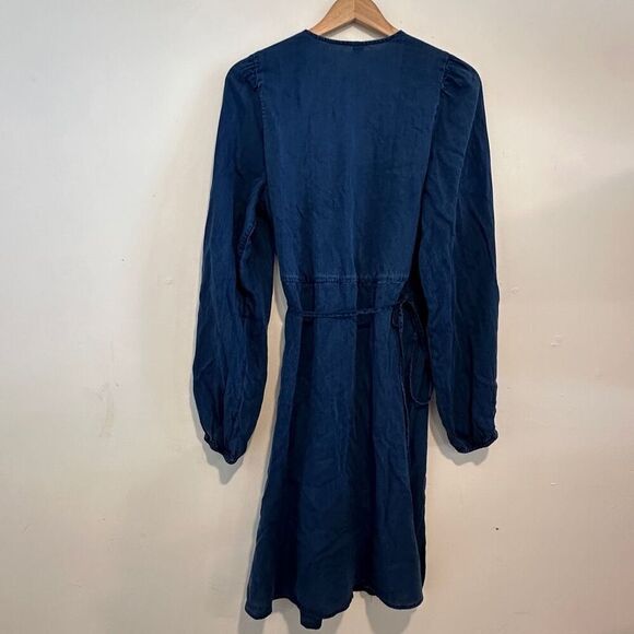 NWT Old Navy Women’s Soft Lyocell Puff Sleeve Jean Mini Wrap Dress Size Large Ta - Picture 6 of 6